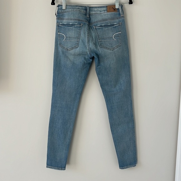 American Eagle Mom Jeans The Redesign Washed Blue Jeans Wide Leg Relaxed Slouchy - Picture 7 of 8